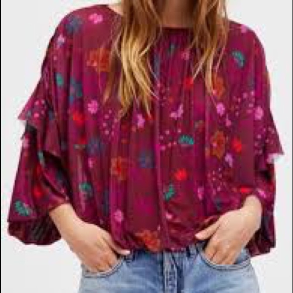 NWT Free People Wildflower Honey Printed Top - Picture 5 of 8